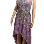 Sherri Hill Vintage Y2K Strapless Sequin High Low Gown Silk Purple 8 Photo 0