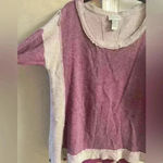 Soft Surroundings  heather mauve raw hem‎ crewneck pullover sweatshirt. Medium Photo 2