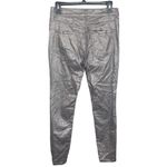 EXPRESS skinny high rise pewter silver metallic crackle effect ankle jeans sz 6 Photo 2