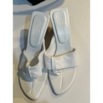 frankie's bikinis  White Surf Fin Terry Cloth Leather Heeled Sandal Size 36 Photo 8