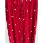 Free People Jumpsuit Womens Small Red Cream Embroidered Wide Leg Boho Festive Photo 3