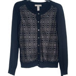 Banana Republic  Women's‎ Sweater Lace Overlay Front Button-Down Cardigan Medium Photo 0