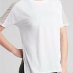 Athleta wanderlust mesh shoulder tee shirt white casual short sleeve t-shirt XS Photo 0