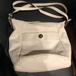Elliott Lucca Pebbled Leather Bucket Zip messenger crossbody purse shoulder bag Vintage Western Cottage Coquette Minimalist Preppy White Photo 0