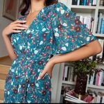 Fame and Partners The Harper Dress Brushstroke Floral Bright Teal Size 2 NWT Photo 6