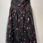 Lulus Lulu’s For the Frill of It Black Embroidered Strapless Midi Dress Medium Photo 5