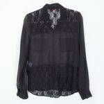 Bongo  Womens Sheer Lace Button Down Blouse Size XL Black Roll Tab Y2K Whimsigoth Photo 6