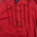 CHAPS Women’s Red Texture Knit Scoop Neck Top w/ Quarter Sleeves Photo 3