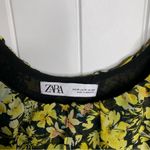 ZARA  floral ruffle yellow slit front midi dress size medium blogger spring‎ Photo 4
