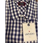 UNTUCKit Women’s Belleza Button Down Long Sleeve Blue Gingham Shirt Sz 0 NWT Photo 4