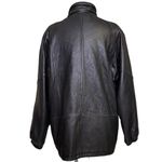 Vintage Leather Coat Jacket Black 80’s 90’s L Large M Medium Photo 2