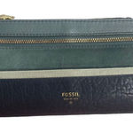 Fossil  Women’s Preston‎ Clutch Wristlet Wallet 7.5X4 Green & Blue Photo 0