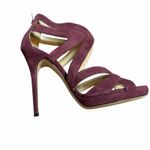 Jimmy Choo  Women's Suede Sandal High Heels Burgandy Size 40.5 Designer Luxury Photo 12
