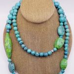 Sterling Silver JAY KING DTR  Green and Blue Turquoise Cabochon Long Necklace Photo 10