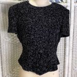 Papell Boutique intage 90s Evening Silk Beaded Top L Black Minimalist Glam Photo 0