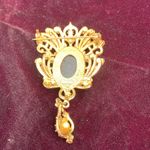 Vintage Signed Elaborate French Jet Intalio Dropper Brooch Pin Signed Sphinx Gold Photo 2