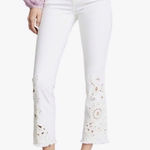Free People We The Free Cream Floral Ankle Jeans Photo 0