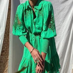 NEVER FULLY DRESSED Green Button Front Long Sleeve Mini Dress Size 2 Photo 0