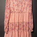 Floral Pink Long Sleeve Dress Size L Photo 1
