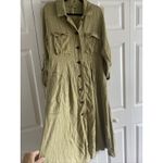 Free People Womens Small Tan Rainz Duster Jacket Button Front Linen Blend Photo 4