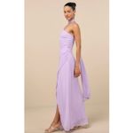 Lulus Adeline Lavender One Shoulder Scarf Maxi Dress Formal Evening Chiffon L Photo 2