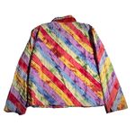 Vtg 1990s Keren Hart Rainbow Tie Dye Patchwork Button Up Cotton Jacket Sz M Red Size M Photo 1