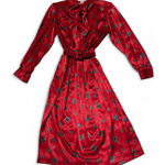 Talbots VINTAGE  Belted Scarf Dress Red Long Sleeves Bohemian Paisley sz 4 Petite Photo 0