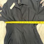 Anthropologie Size Small Black White Floral Embellished Midi Shirt Dress Photo 10