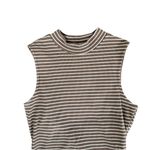 Lulus White and Brown Beige Striped Sleeveless Tank Bodysuit Women's Size Medium Photo 1