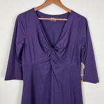 Eddie Bauer  Travex Dress Womens L Midi Purple Solstice Twist Knot UPF 50+ V-Neck Photo 2