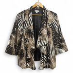 Dressbarn Women's 3/4 Sleeve Waterfall Front Animal Print Jacket Size 18/20 Brown Photo 5