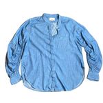 3.1 Phillip Lim Ruched Long Sleeve Denim Chambray Button Down Shirt Size 8 Photo 3