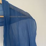 Sheer blue lightweight short scarf chic statement piece fall style casual color Photo 1