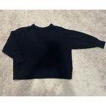 Free People  Chunky Knit Sweater Womens Large V Neck HEAVY Pullover Black Dolman Photo 3