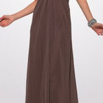 NWT LM Collection Brown / Taupe Beaded Halter Neck Empire Waist Formal Dress Photo 0