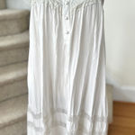 Source Unknown Vintage White Lace Trim Sleeveless Button Front Night Gown Regency Coquette Photo 0