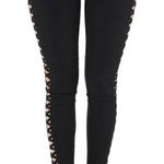 AQ Women's Stretch Skinny Pants Casual Side Cut Out High Waisted Black Size 9 Size M Photo 0