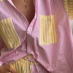 Nordstrom Women’s Mixed Stripe Button Down Shirt Pink Yelloww Photo 0