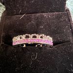 Gorgeous Women’s Stainless Steel Silver Faux Amethyst Adjustable Ring Size 6 Photo 1