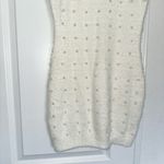 Pink Lily Small Ivory White Embellished Pearl Sweater Holiday Winter Mini Dress Photo 4