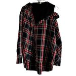 Maje  Layered Plaid Twill And Stretch-cotton Jersey Top In Checked Red Black 1 S Photo 1