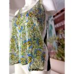 Clover Canyon  Green Blue Leaf Sequin Sheer Sleeveless Tank Top Blouse Sz Small Photo 1