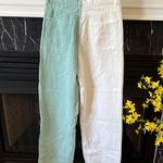 Shekou green and white colorblock jeans Photo 4