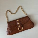 New York And Company Y2k brown leather / pleather mini handbag gold accents Photo 0