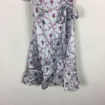 Hill House 100% Silk Nima Wrap Mini Dress Small Blue Floral Cabernet Trellis Photo 9