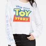 Disney Toy Story Cropped Long Sleeve Shirt With Characters Size L Photo 0