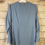 Topshop midi asymmetric hem ruched sleeves slit side open back women Size 6 blue Photo 10