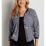 Maurice's  Chiffon Bomber Jacket Womens Light Blue Floral Lightweight Size M Photo 6