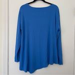 Eileen Fisher  Asymmetrical Hem Scoop Neck Long Sleeve Blue‎ Top Women’s Size XL Photo 4
