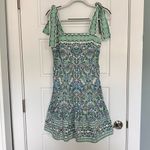 Shoshanna Raleigh Tiered Square-Neck Mini Dress, Mint Green | Size 2 Photo 2